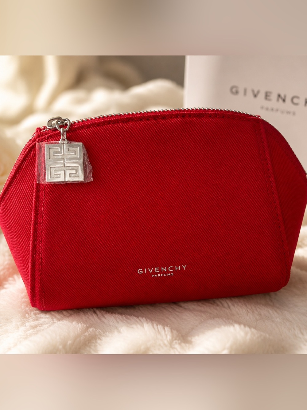 Givenchy Parfums Red Cosmetic Pouch | Makeup Bag | Travel Case | New